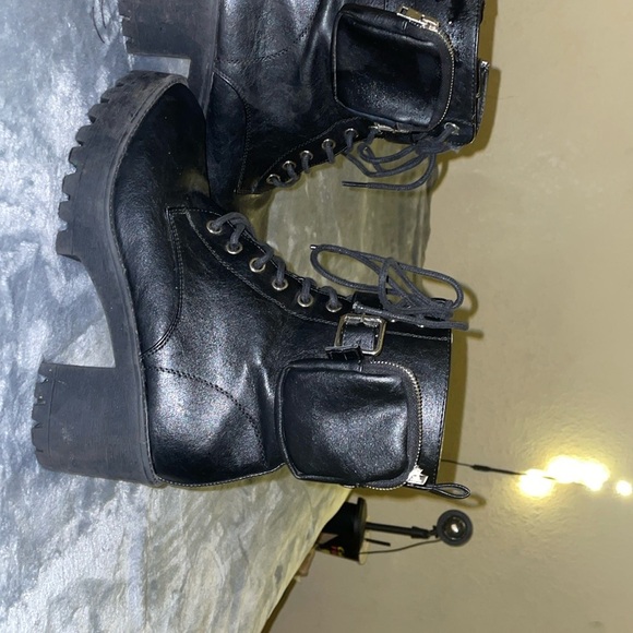 Women's Black Lace-Up Boots - Picture 2 of 2